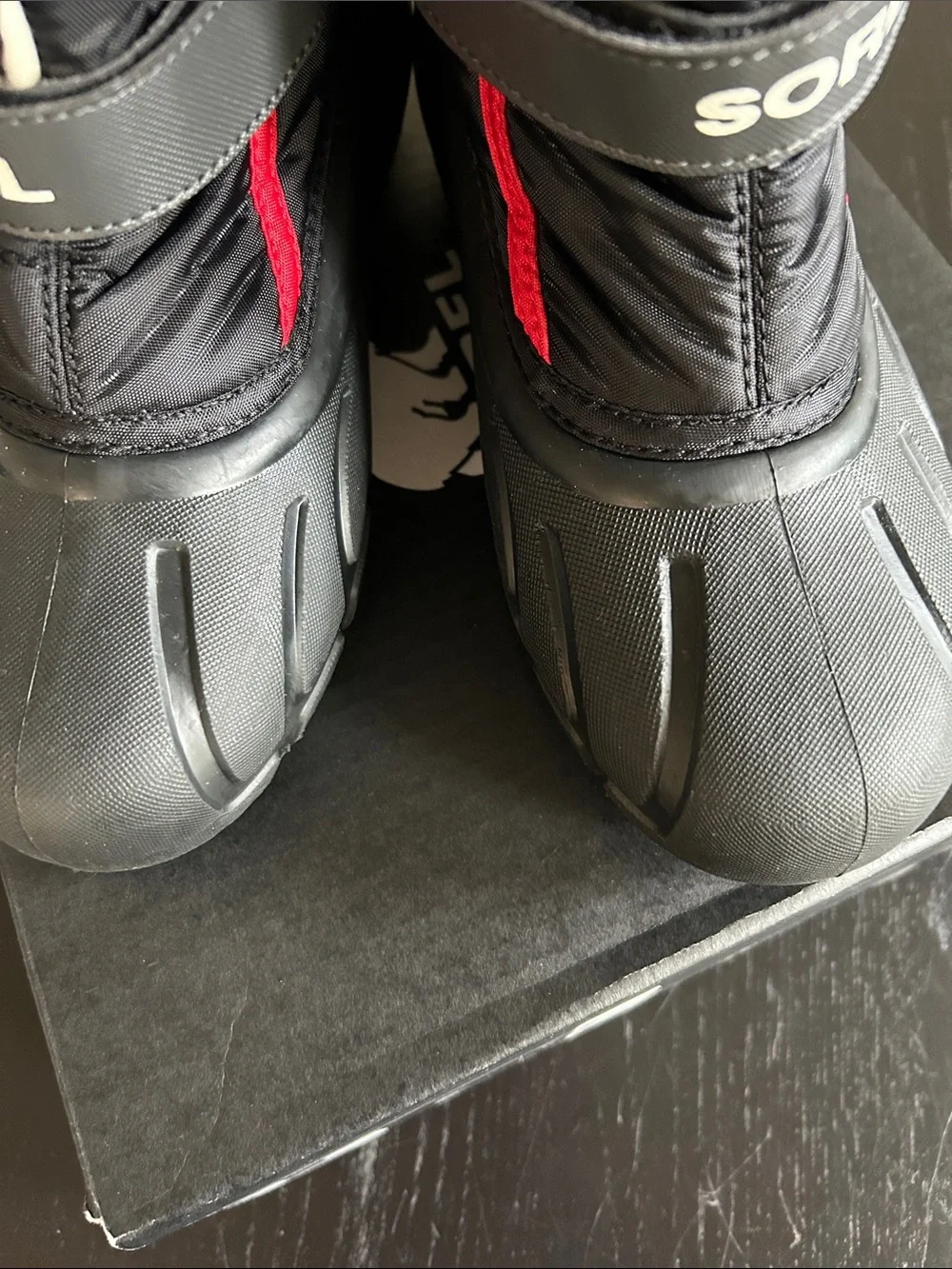 Sorel Black and Red Kids' Snow Boots